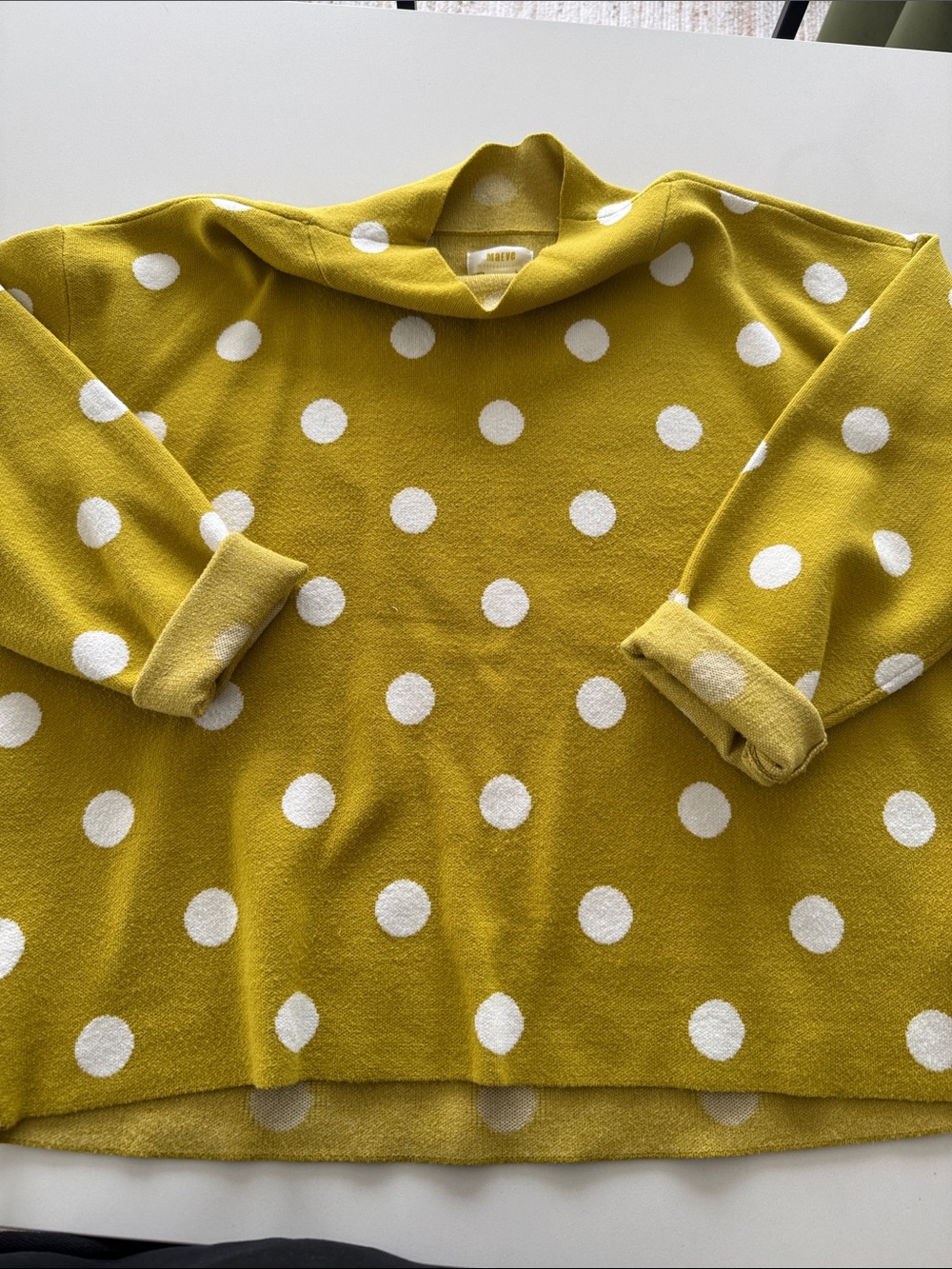 Anthropologie Maeve Yellow Polka Dot Sweater